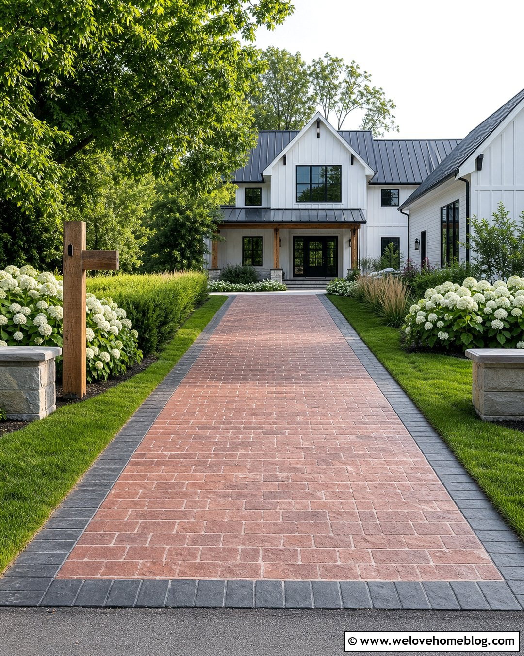 Brick Stamped Concrete Driveway For Farmhouse - 20 Brick Stamped Concrete Driveway Ideas