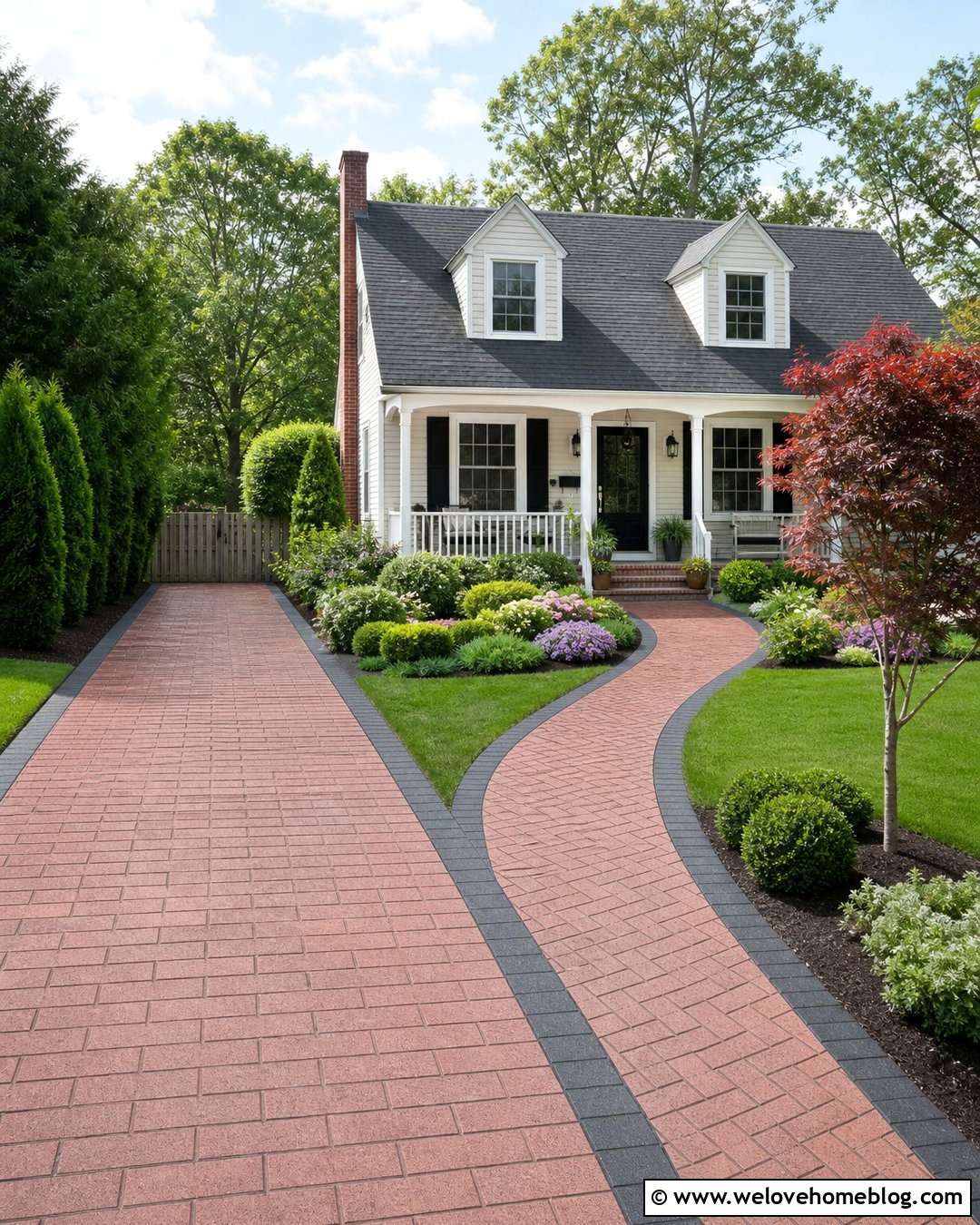 Brick Stamped Concrete Driveway With Matching Walkway - 20 Brick Stamped Concrete Driveway Ideas