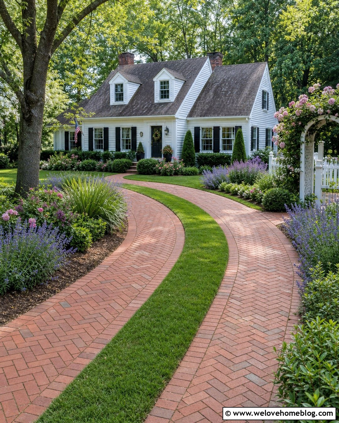 Brick Track Driveway With Cottage Garden - 20 2 Track Driveway ideas