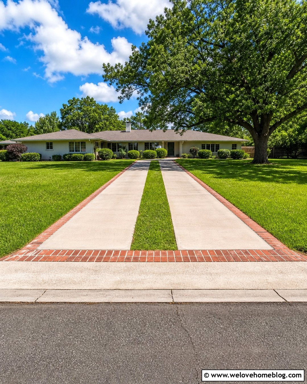 Brick Trim Driveway With Grass Strips - 20 Brick Trim Driveway Ideas