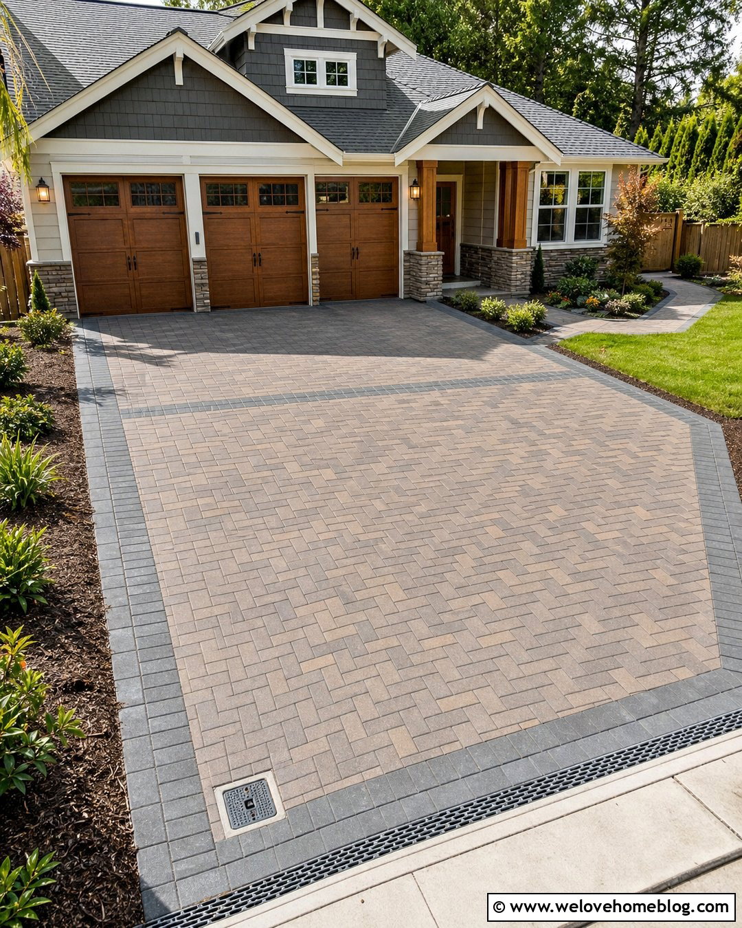 Brindle Block Paving Driveway With Garage Apron - 20 Brindle Block Paving Driveway Ideas