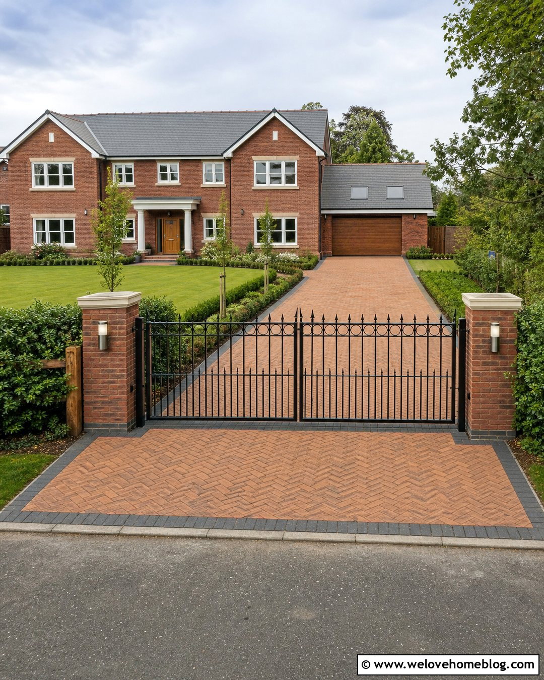 Brindle Block Paving Driveway With Gate And Pillars - 20 Brindle Block Paving Driveway Ideas