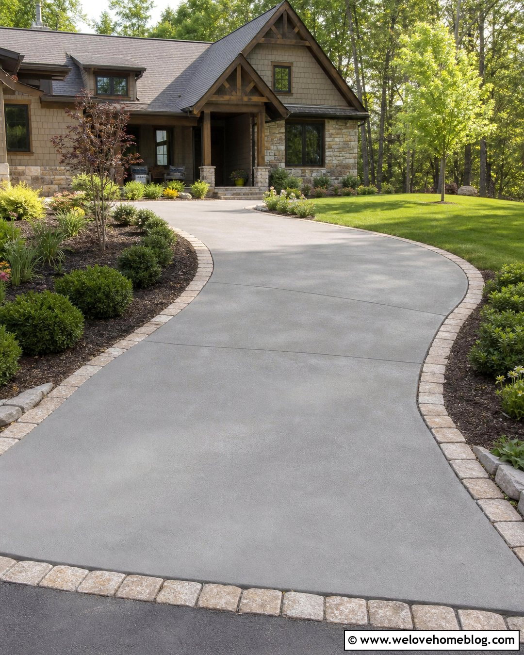 Broken Concrete Driveway With a Stone Border - 20 Broken Concrete Driveway Ideas