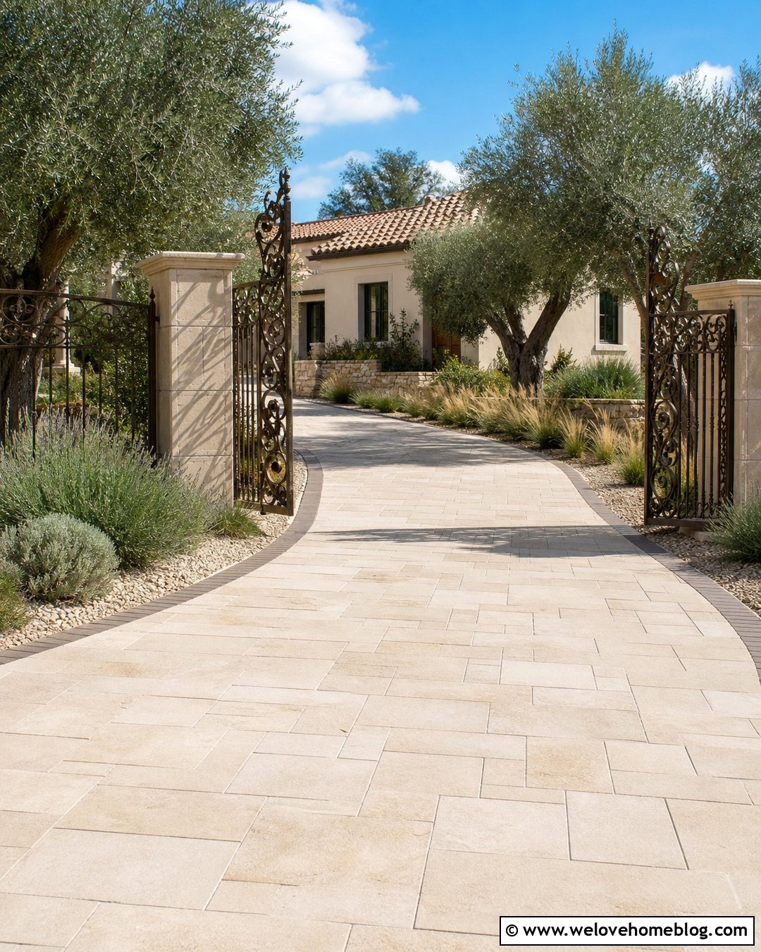 Bronze Cast Iron Gate With Limestone Driveway - 20 Cast Iron Driveway Gates Ideas