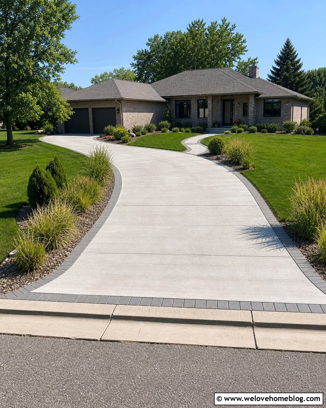 Broom Finish Concrete Driveway - 30 Driveway Installation Ideas