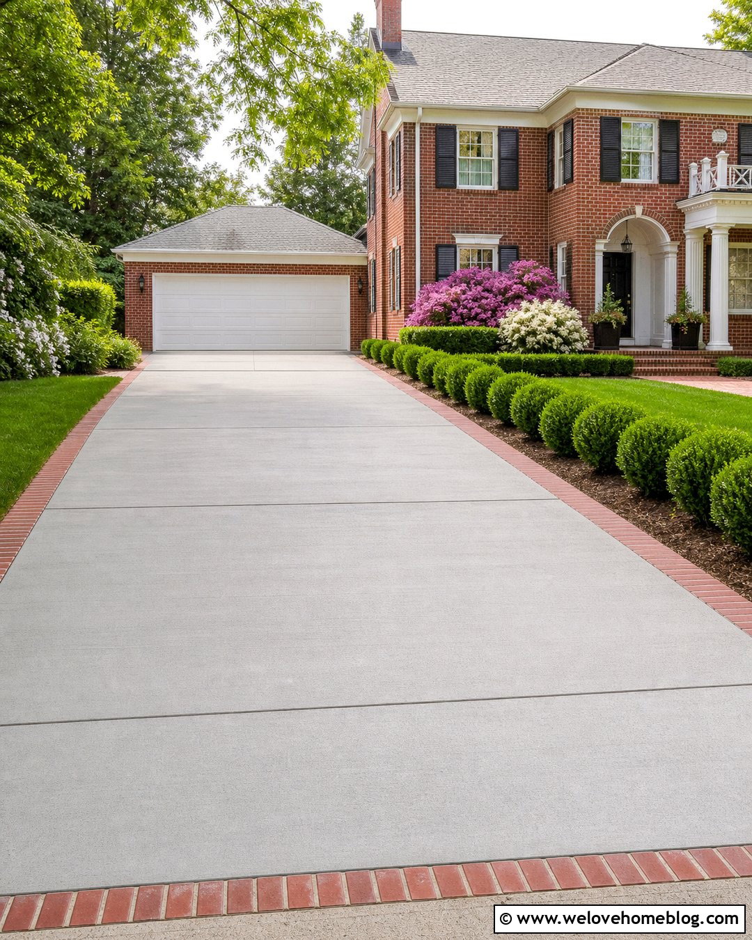 Broom Finish Concrete Driveway With Brick Edging - 30 driveway materials ideas