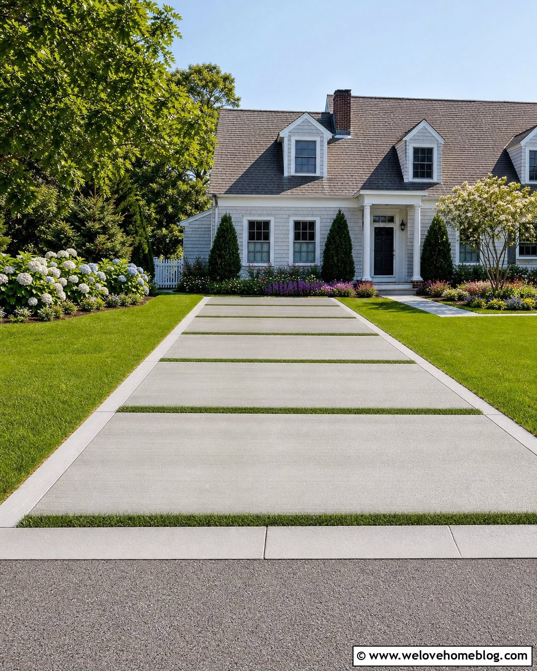 Broom Finish Concrete Driveway With Natural Grass - 20 concrete driveway with grass in between ideas