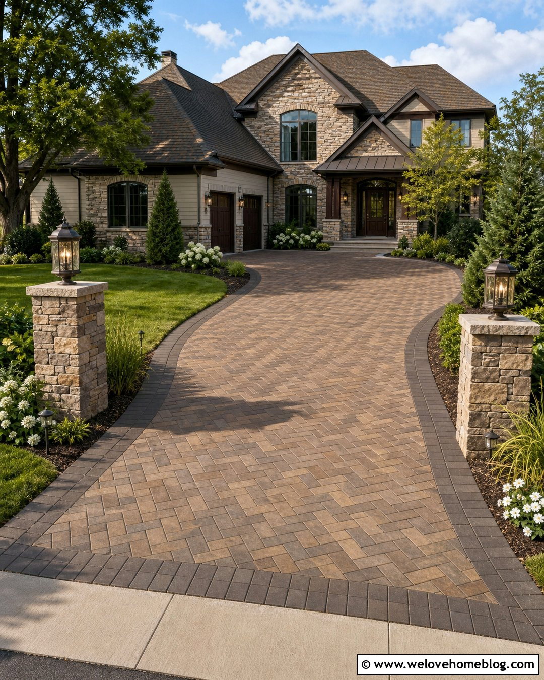 20 Brown Pavers Driveway Ideas for a Polished Entrance