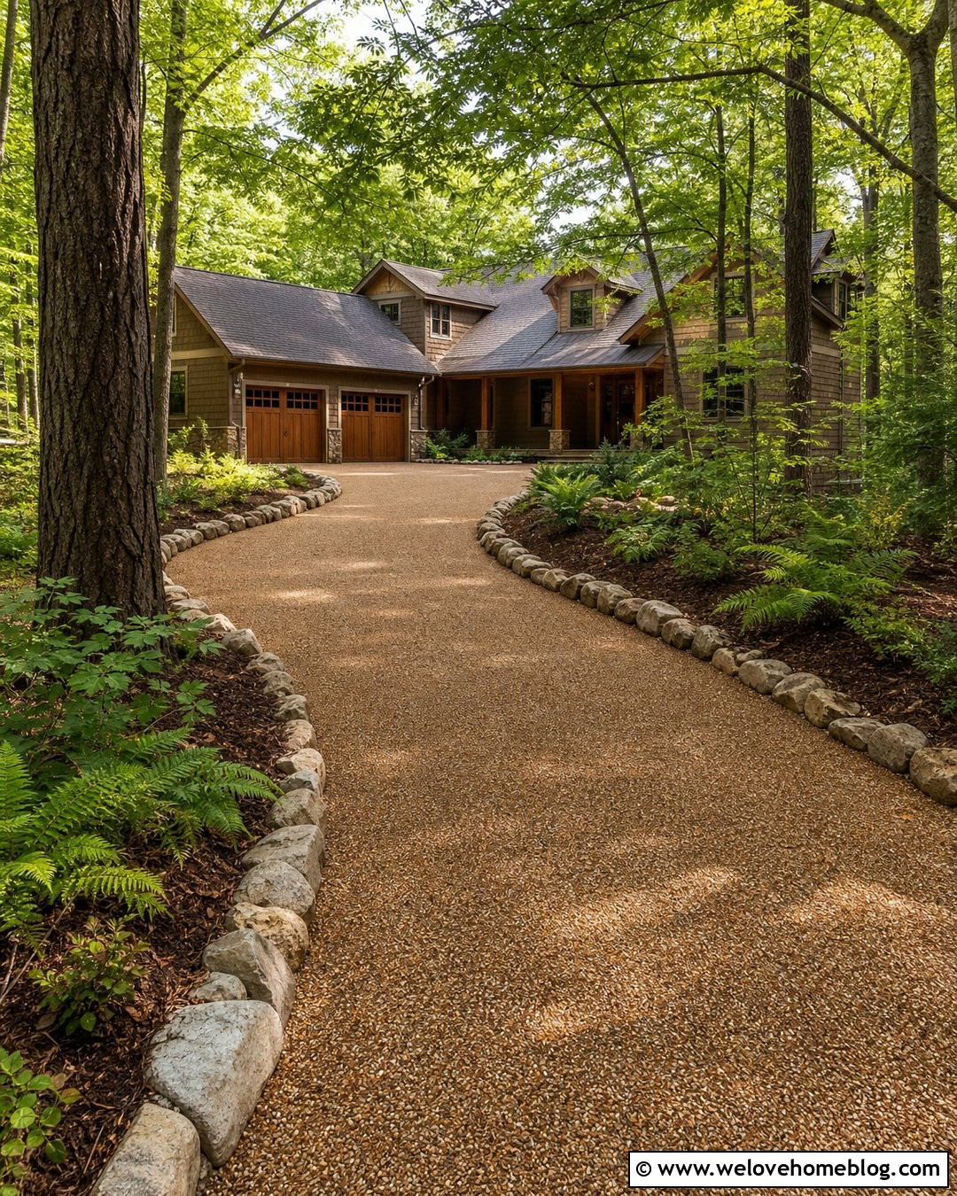 Brown Resin Driveway For A Woodland Home - 40 resin driveway ideas