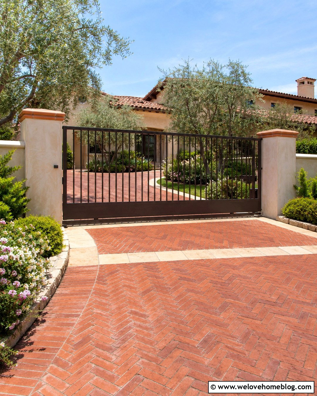 Brown Sliding Driveway Gate For Mediterranean House - 20 brown sliding driveway gate ideas