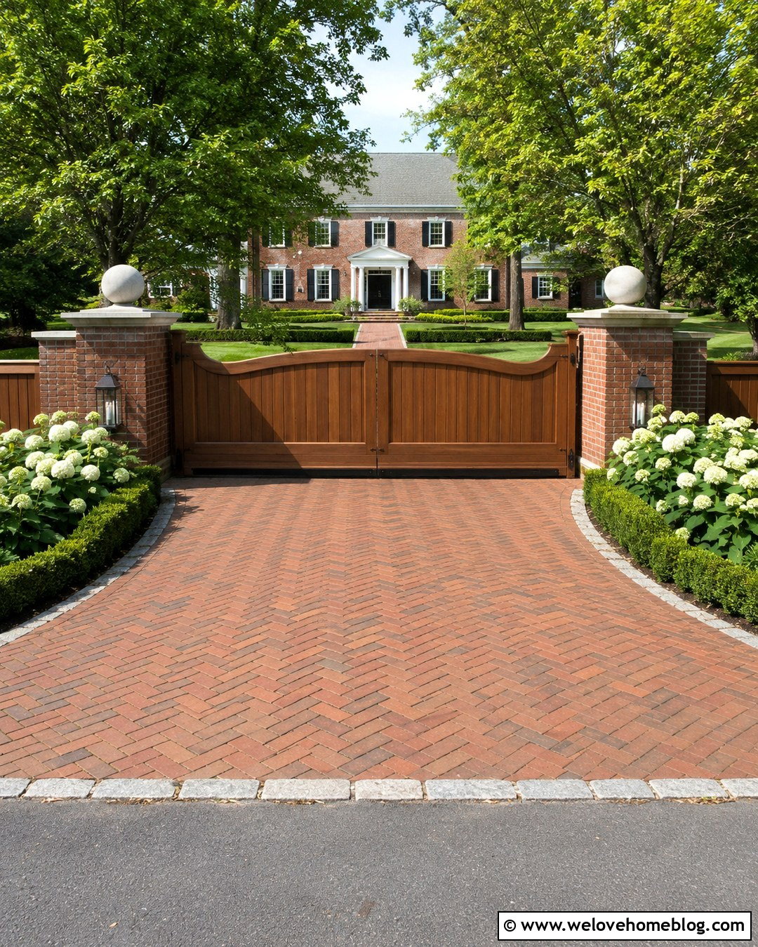 Brown Sliding Driveway Gate With Brick Pillars - 20 brown sliding driveway gate ideas