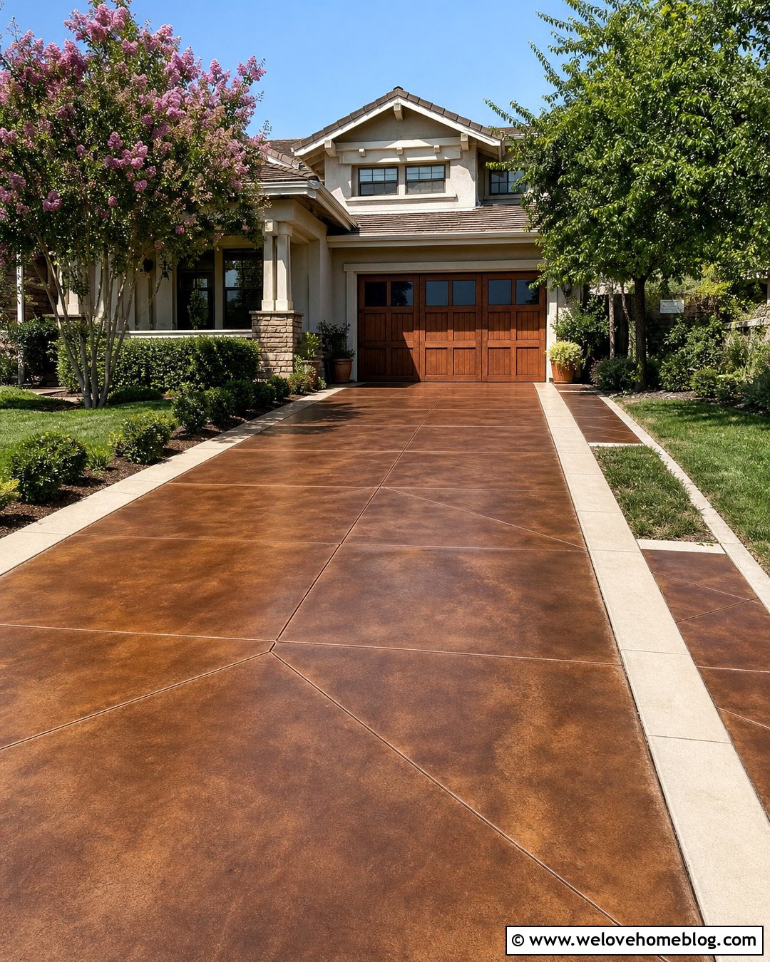 20 Brown Concrete Driveway Ideas for Rich, Lasting Curb Appeal
