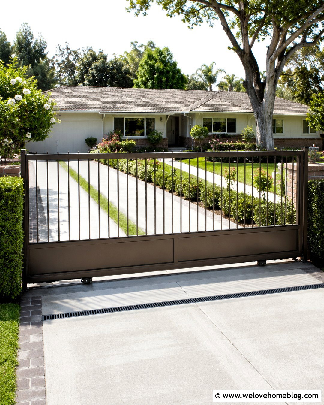 Brown Tracked Sliding Driveway Gate - 20 brown sliding driveway gate ideas