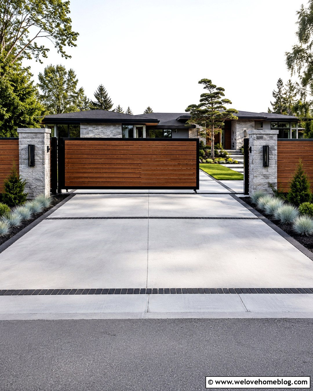Brown Wooden Cantilever Sliding Driveway Gate - 20 Brown Wooden Driveway Gate Ideas