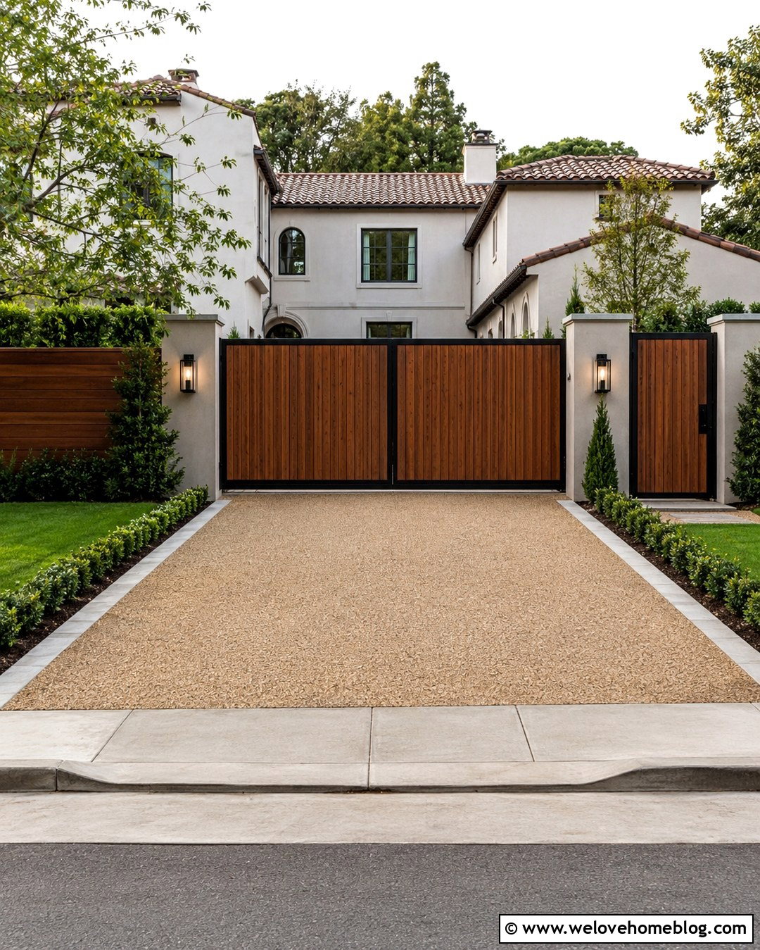 Brown Wooden Privacy Driveway Gate - 20 Brown Wooden Driveway Gate Ideas