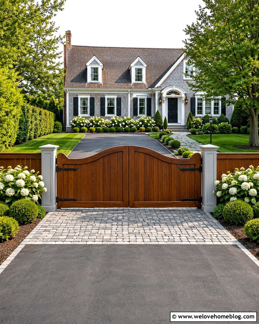 Brown Wooden Scalloped Driveway Gate - 20 Brown Wooden Driveway Gate Ideas