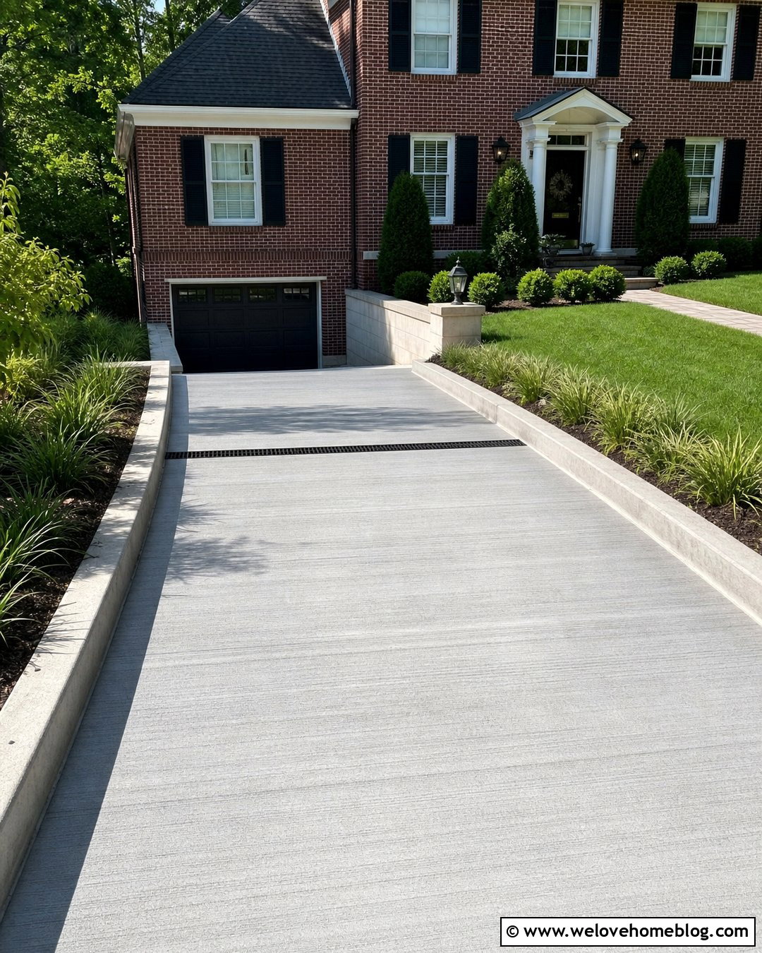 Brushed Concrete Steep Driveway - 35 Steep Driveway Solutions Ideas