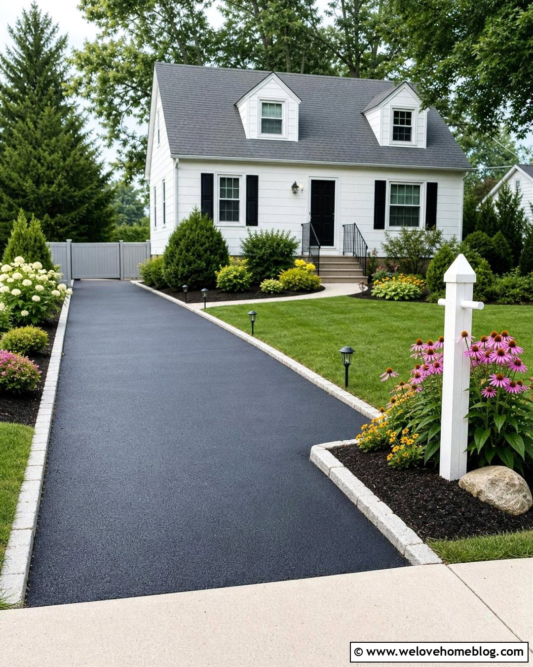 Budget Asphalt Driveway Entrance With Mulch Beds - 40 Driveway Entrance Curb Appeal Ideas