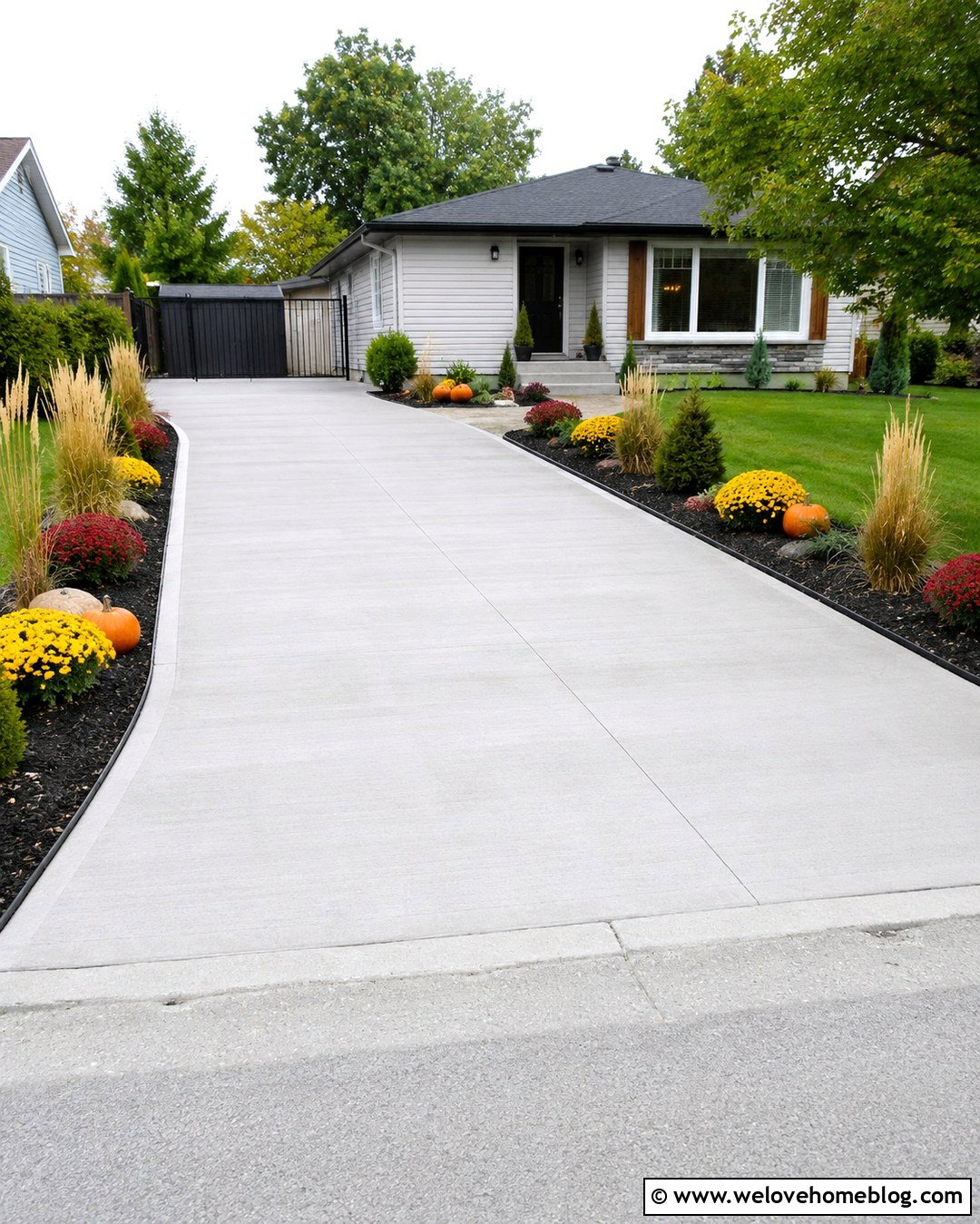 Budget Autumn Driveway With Mulch Borders - 20 autumn driveway landscaping ideas
