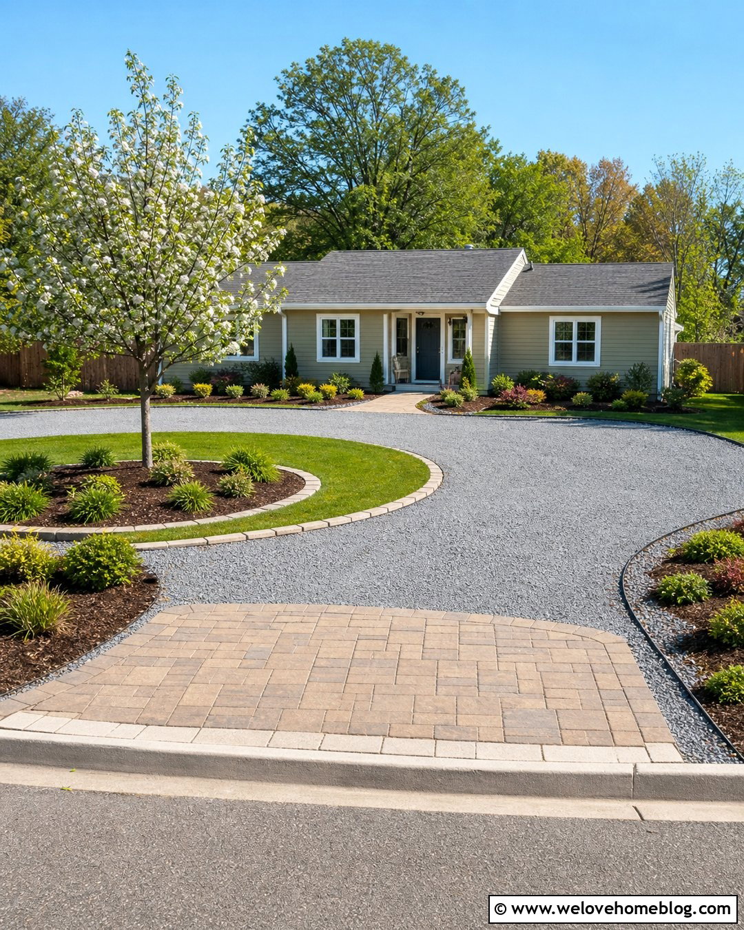 Budget Circle Driveway With Mixed Materials - 35 Circle Driveway Ideas