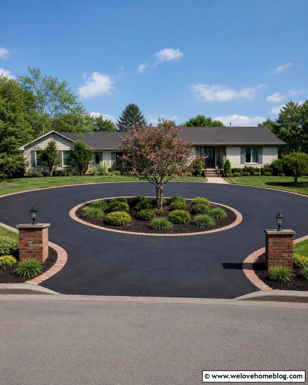 Budget Circular Driveway With Mulch Beds