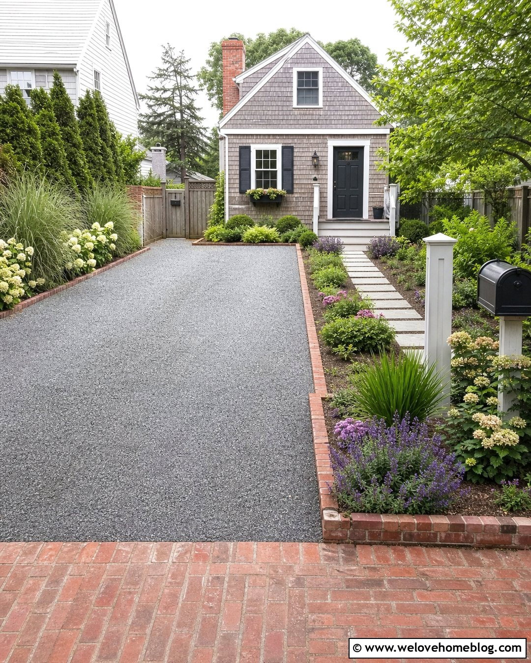 Budget Cottage Driveway With Gravel And Brick Edging - 35 Cottage Driveway Ideas