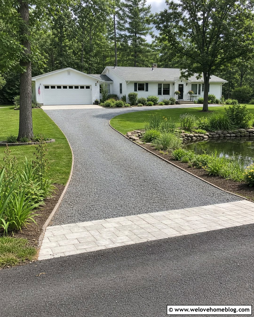 Budget Crushed Stone Driveway Around A Pond - 20 Driveway Around Pond Ideas