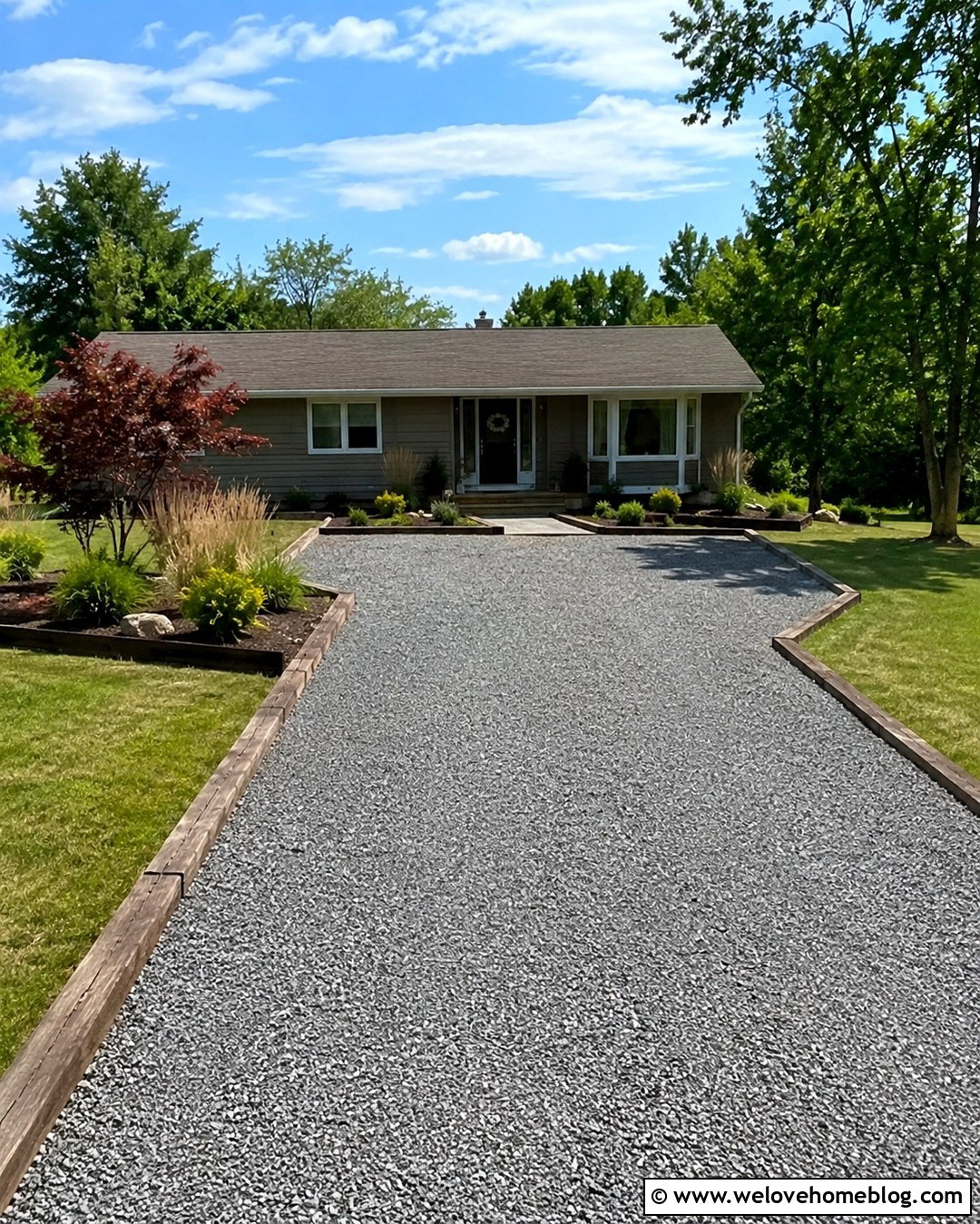 Budget Crushed Stone Driveway With Sleepers - 20 Railway Sleeper Driveway Ideas