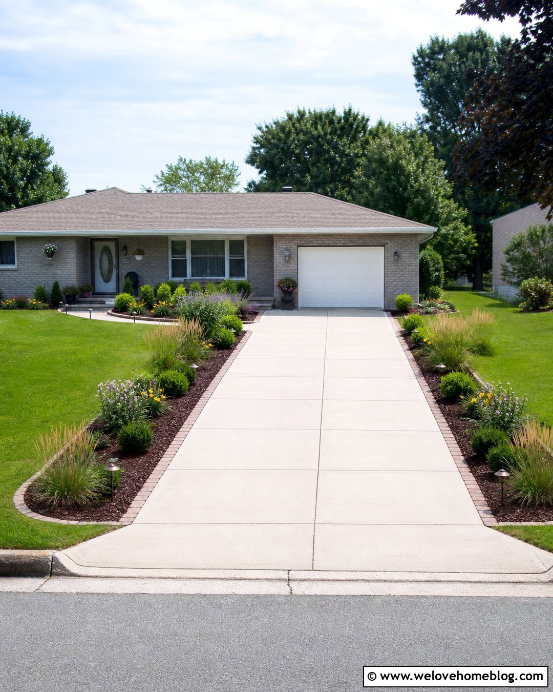 Budget Driveway Entrance With Mulch Beds - 20 landscape for driveway entrance ideas