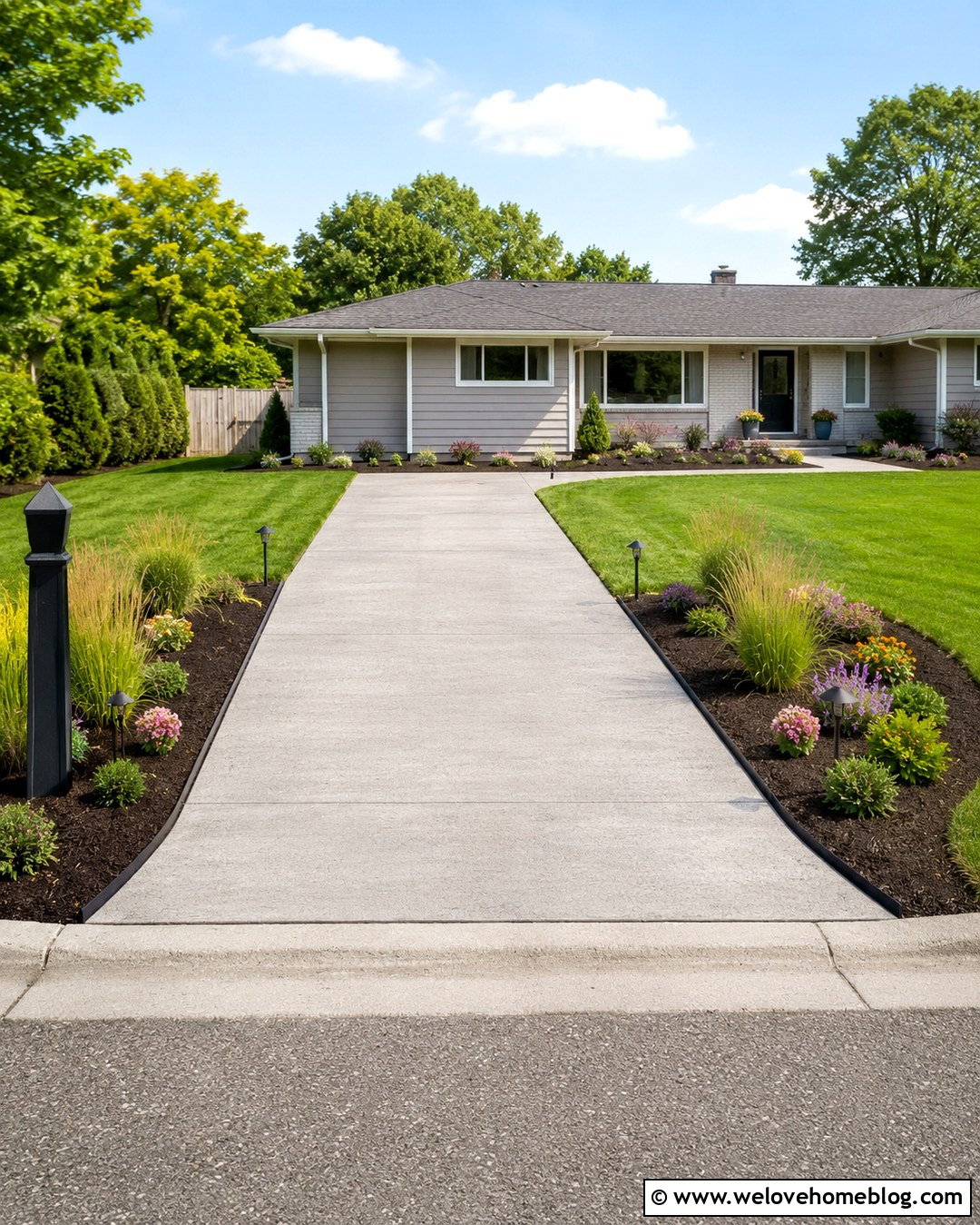 Budget Driveway Entrance With Mulch Beds - 20 Entrance Driveway Landscaping Ideas