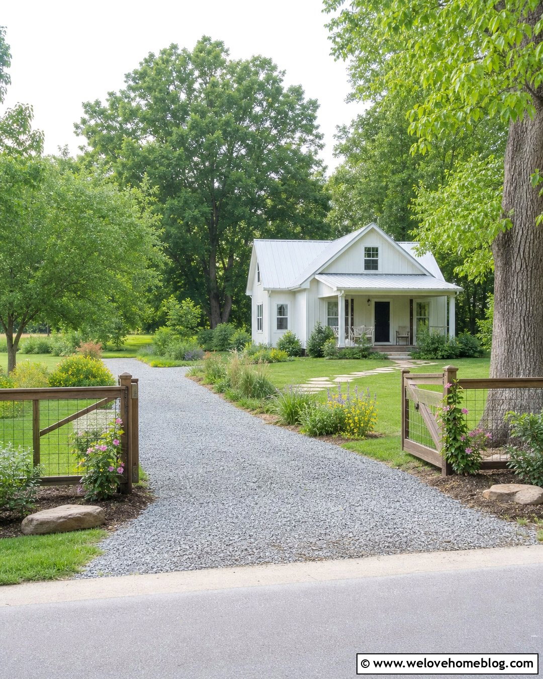 Budget Driveway Entry Fence With Wood and Wire - 20 Driveway Entry Fence Ideas