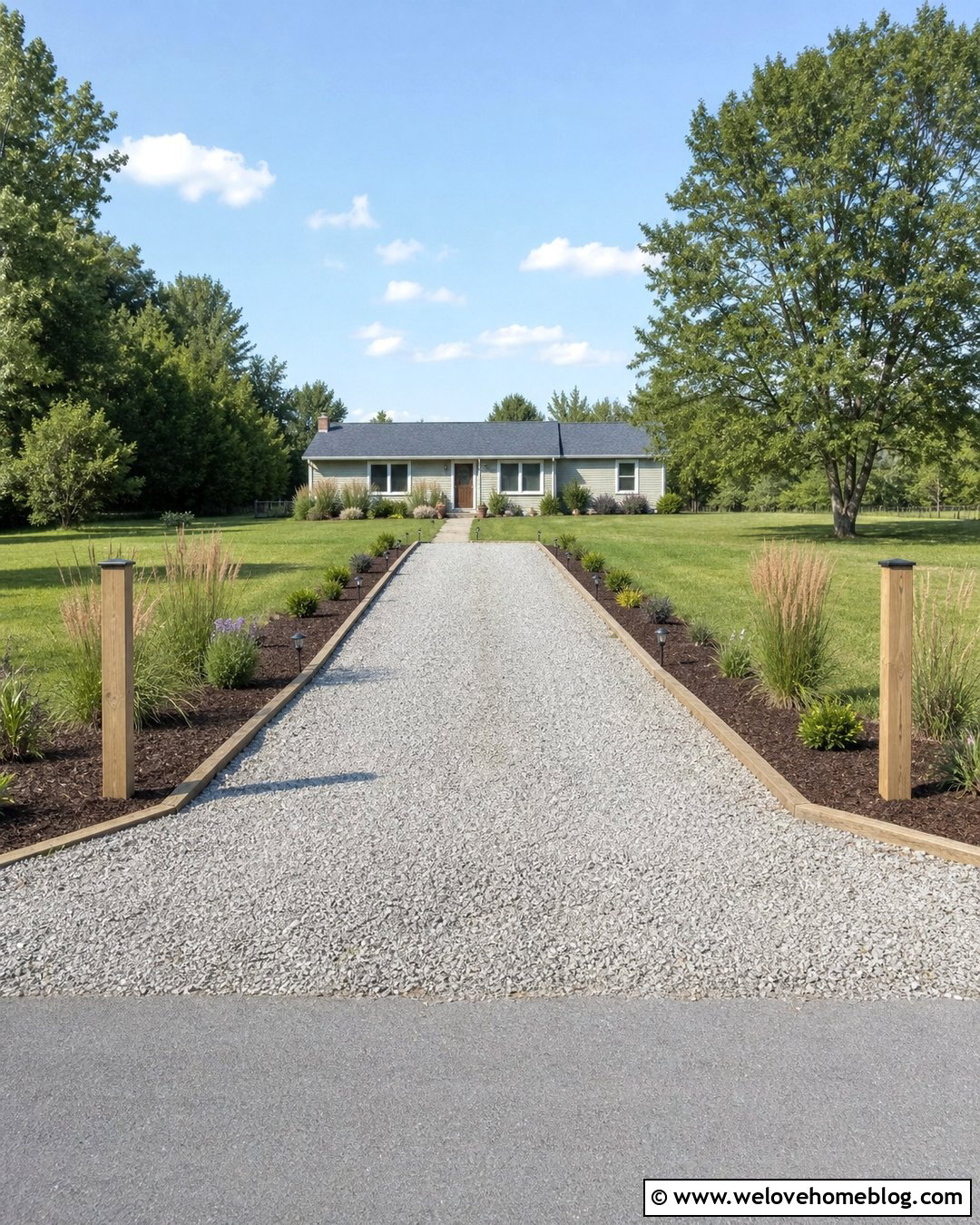 Budget Driveway Entry With Gravel And Solar Lights - 30 driveway entry ideas