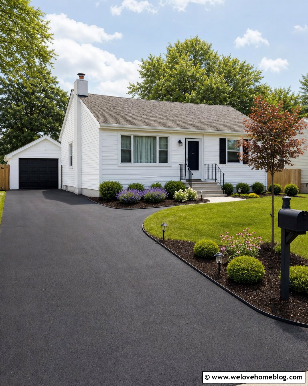 Budget Driveway Entry With Mulch Beds - 35 Driveway Entry Landscaping Ideas