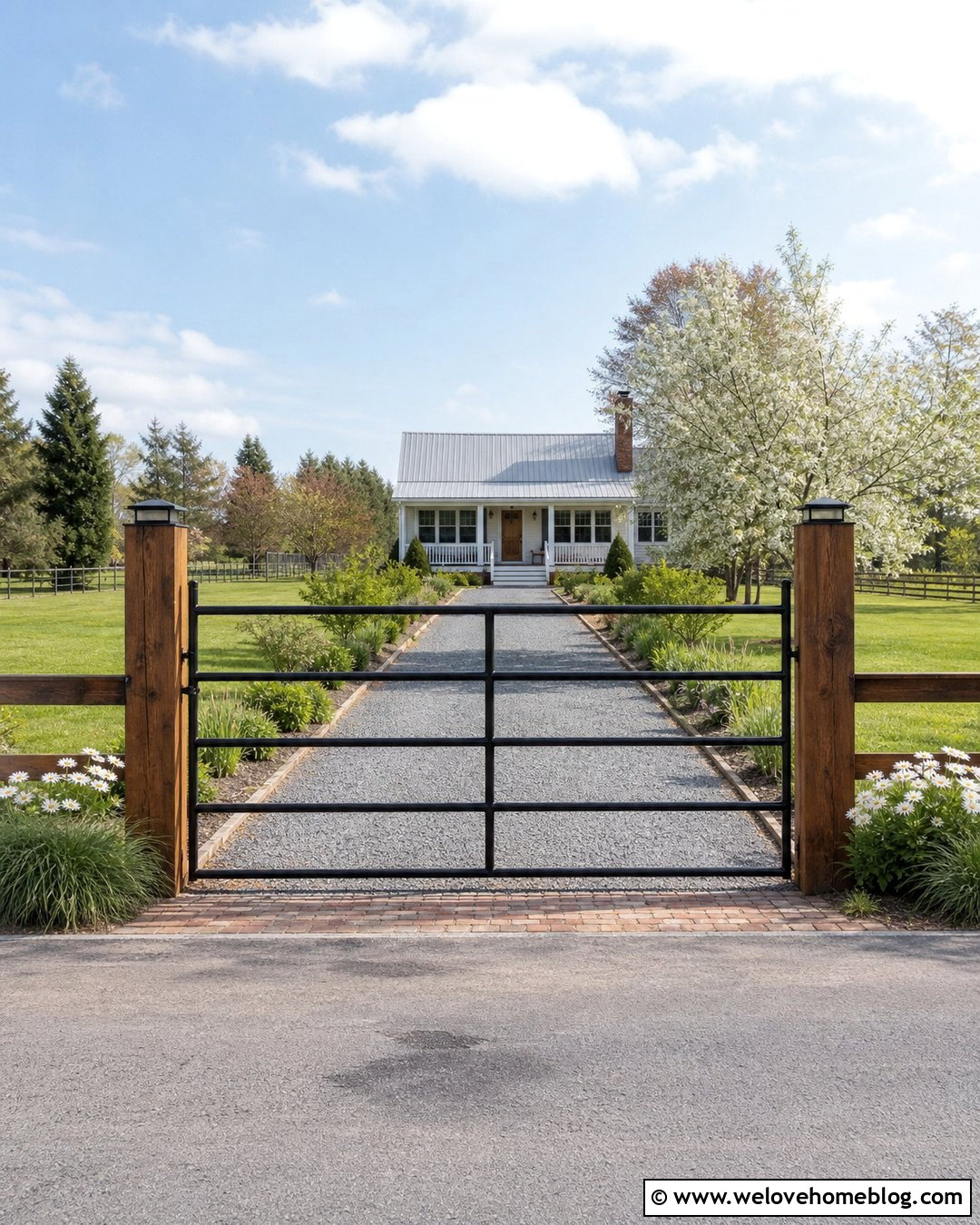 Budget Driveway Gate With Timber Posts - 35 Front Gate Entrance Driveway Ideas