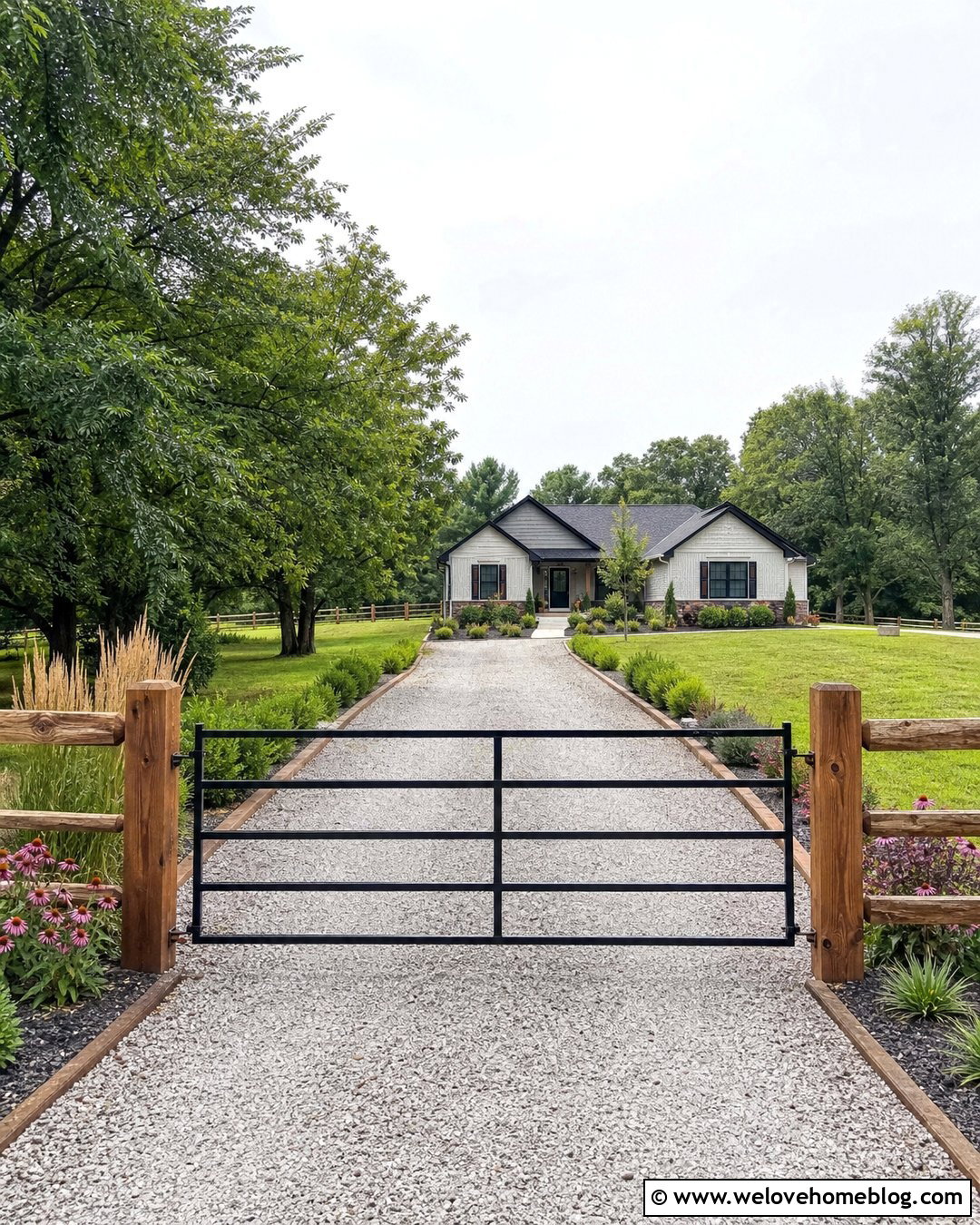 Budget Driveway Gate With Wood Posts - 35 Driveway Entry Gates and Entrance Ideas