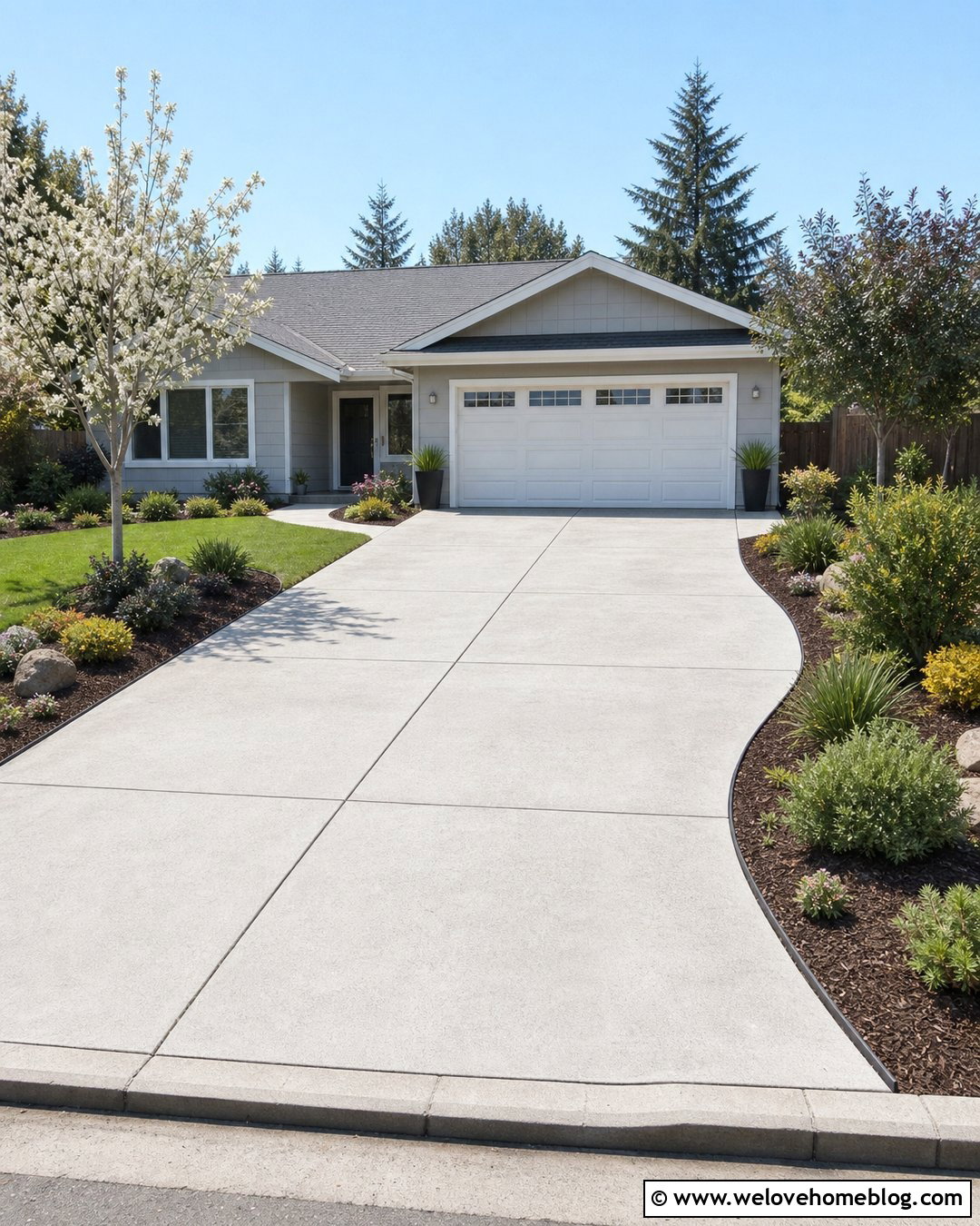 Budget Driveway With Mulch And Simple Shrubs - 25 landscaping around driveway ideas