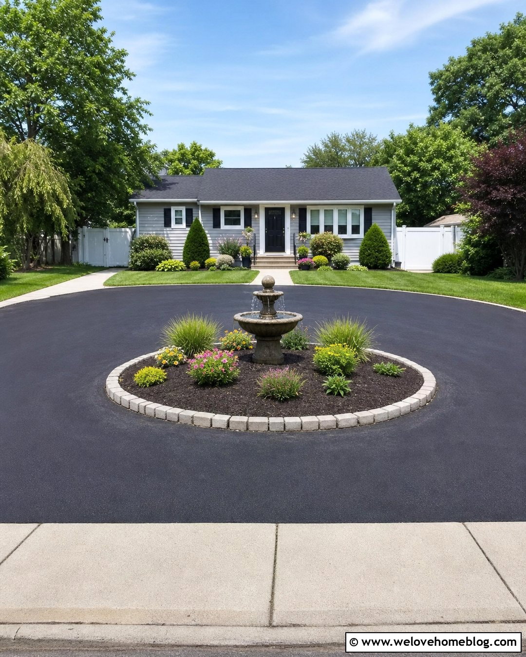 Budget Driveway With Solar Fountain - 25 Driveway With Fountain Ideas
