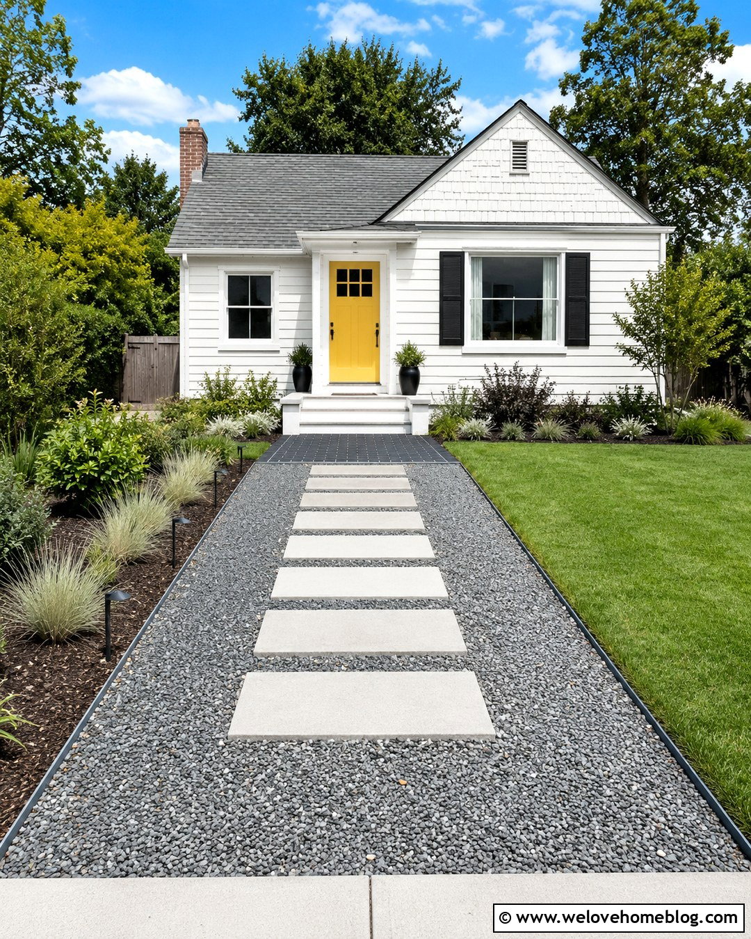 Budget Driveway With Stepping Stones To Front Door - 20 Front Door Driveway Ideas