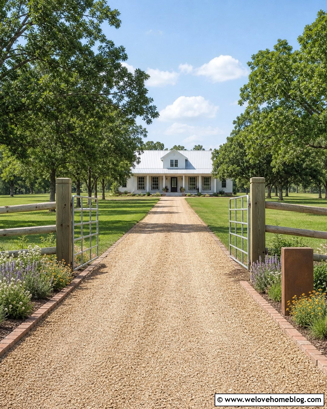 Budget Farm Entrance With Gravel And Fence - 20 Farm Entrances Driveways Ideas