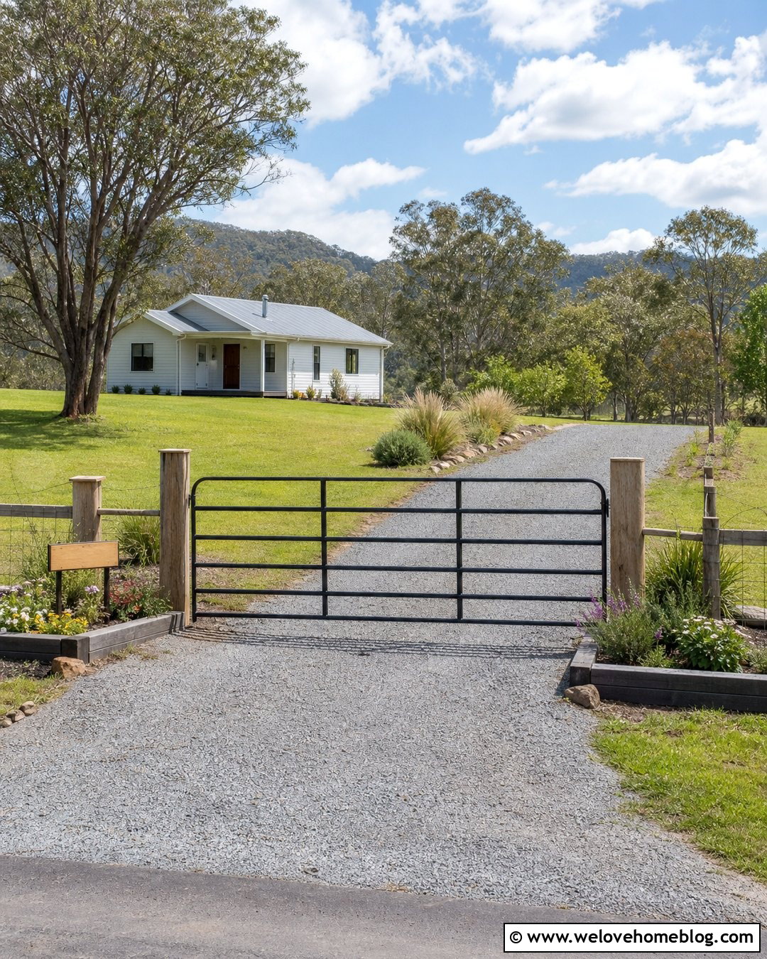 Budget Farm Gate With Crushed Gravel Driveway - 25 Farm Gates Entrance Driveways Ideas