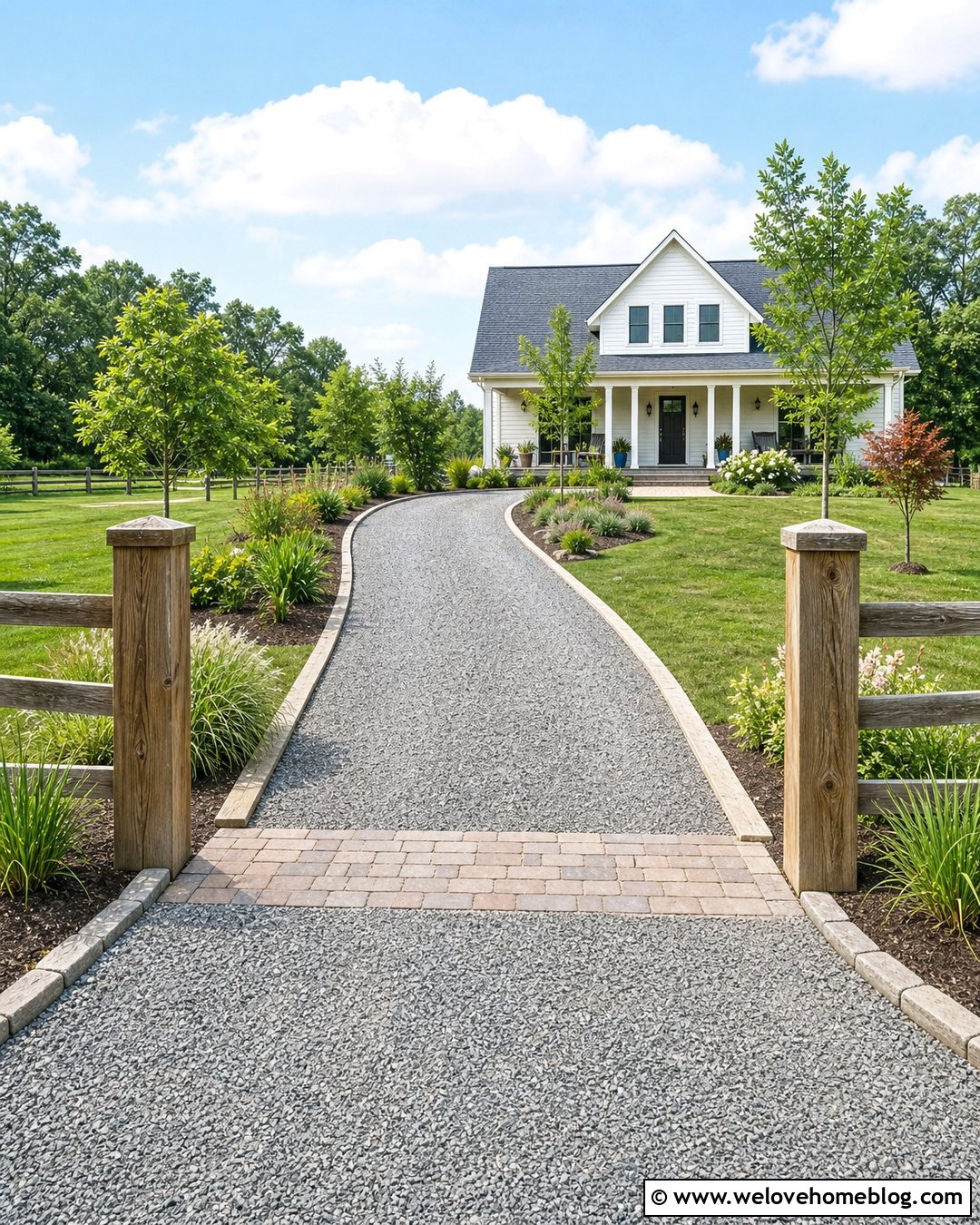 Budget Farmhouse Gravel Driveway - 35 farmhouse driveway ideas