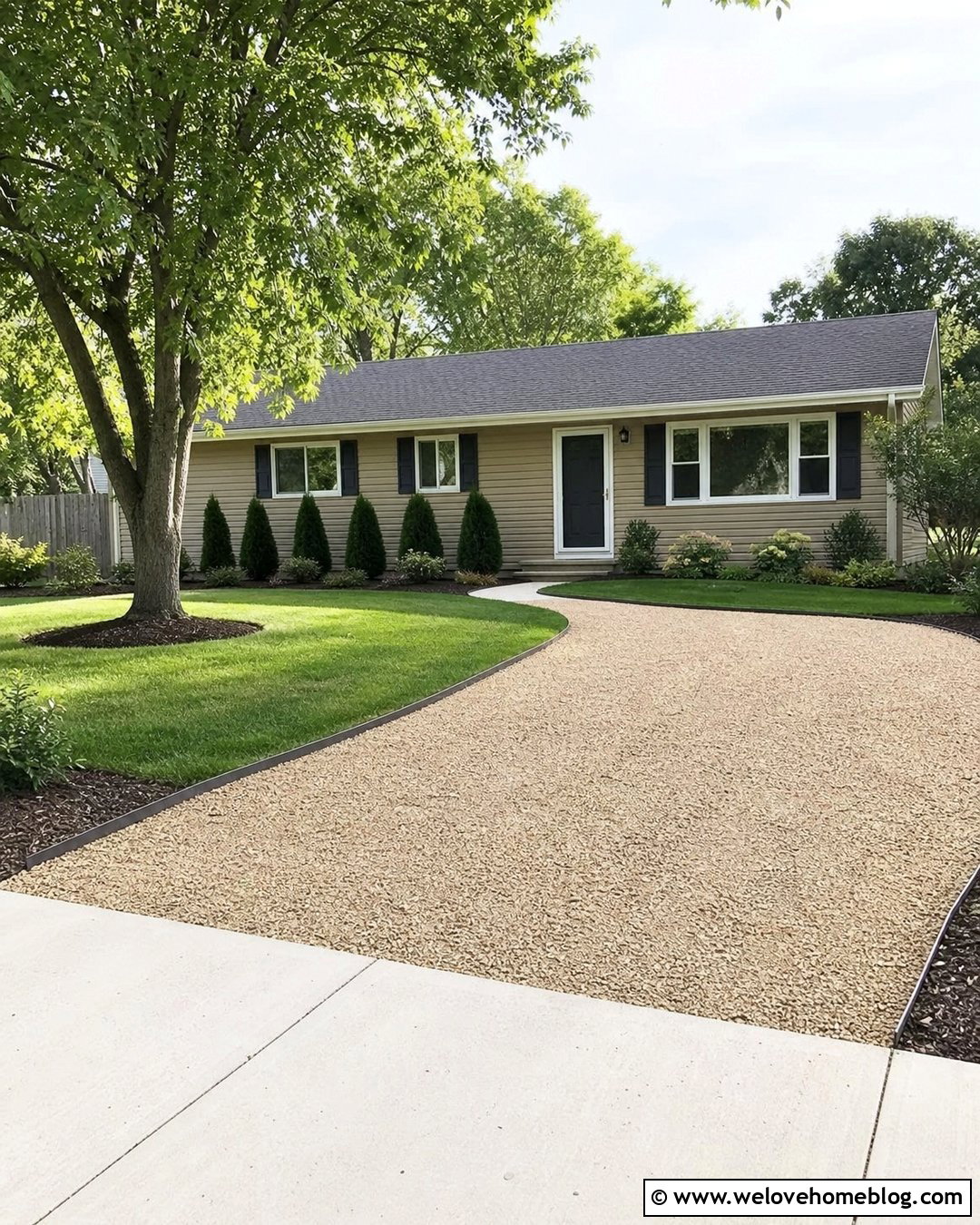 Budget Gravel Driveway With Clean Edging - 50 Driveway Ideas