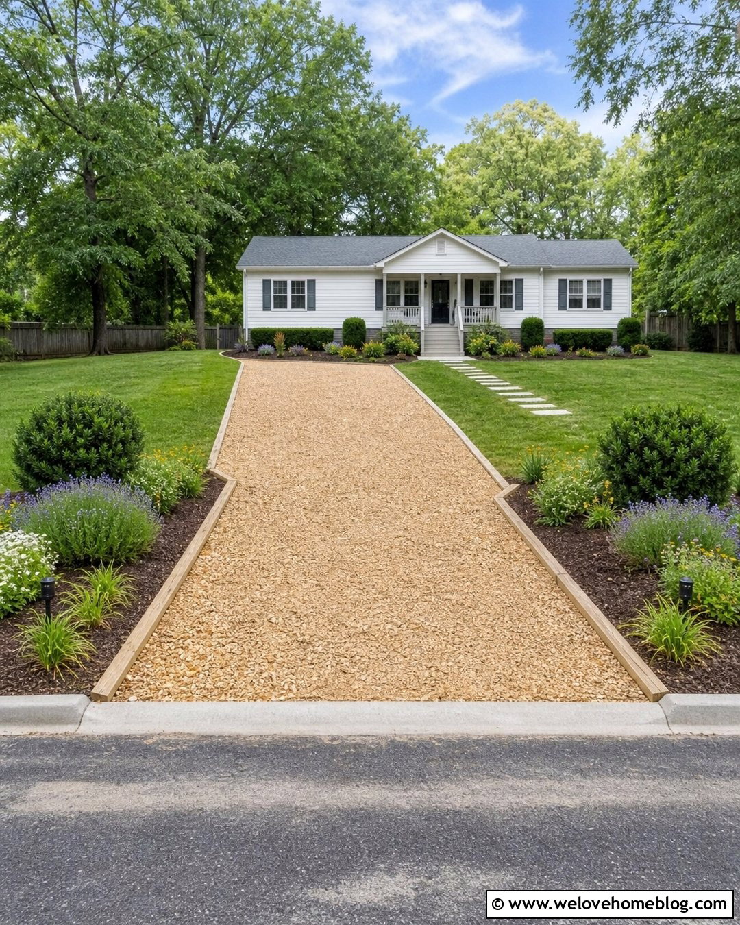 Budget Gravel Front Driveway - 45 Front Driveway Ideas
