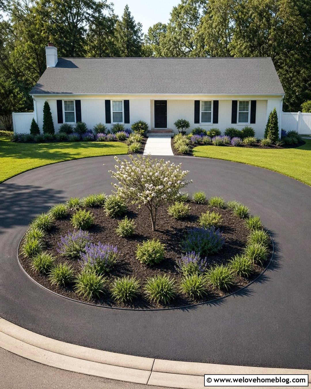 Budget Half Circle Driveway With Mulched Beds - 40 half circle driveway landscaping ideas