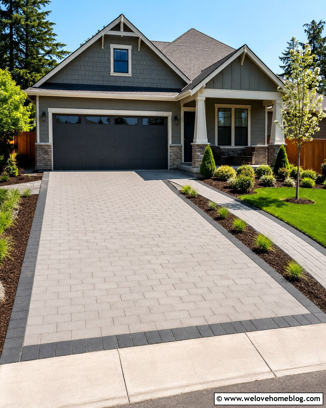 Budget Paved Driveway With Suburban House - 20 Paved Driveway With House Ideas