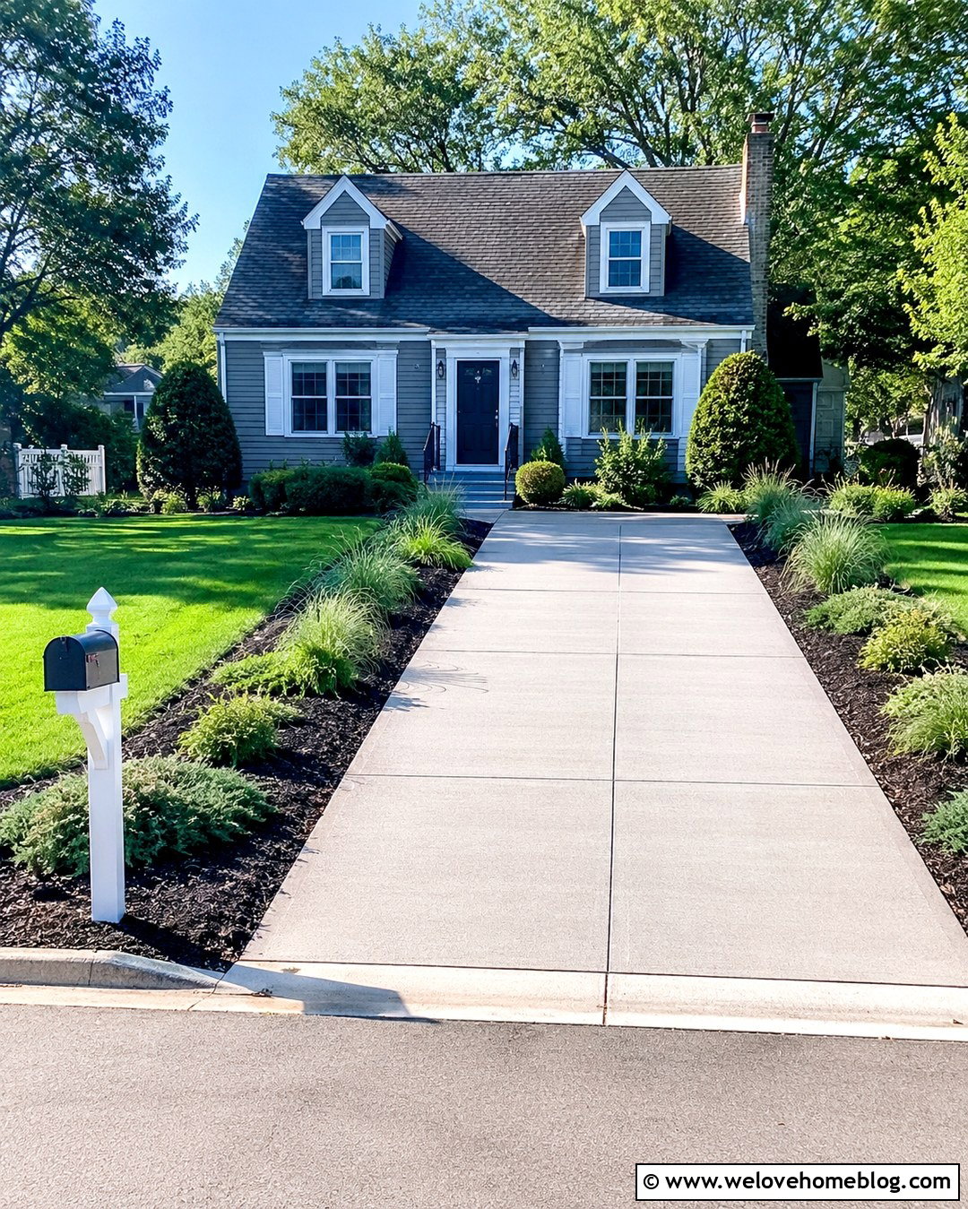 Budget Plain Concrete Driveway With Mulch Beds - 20 Plain Concrete Driveway Ideas