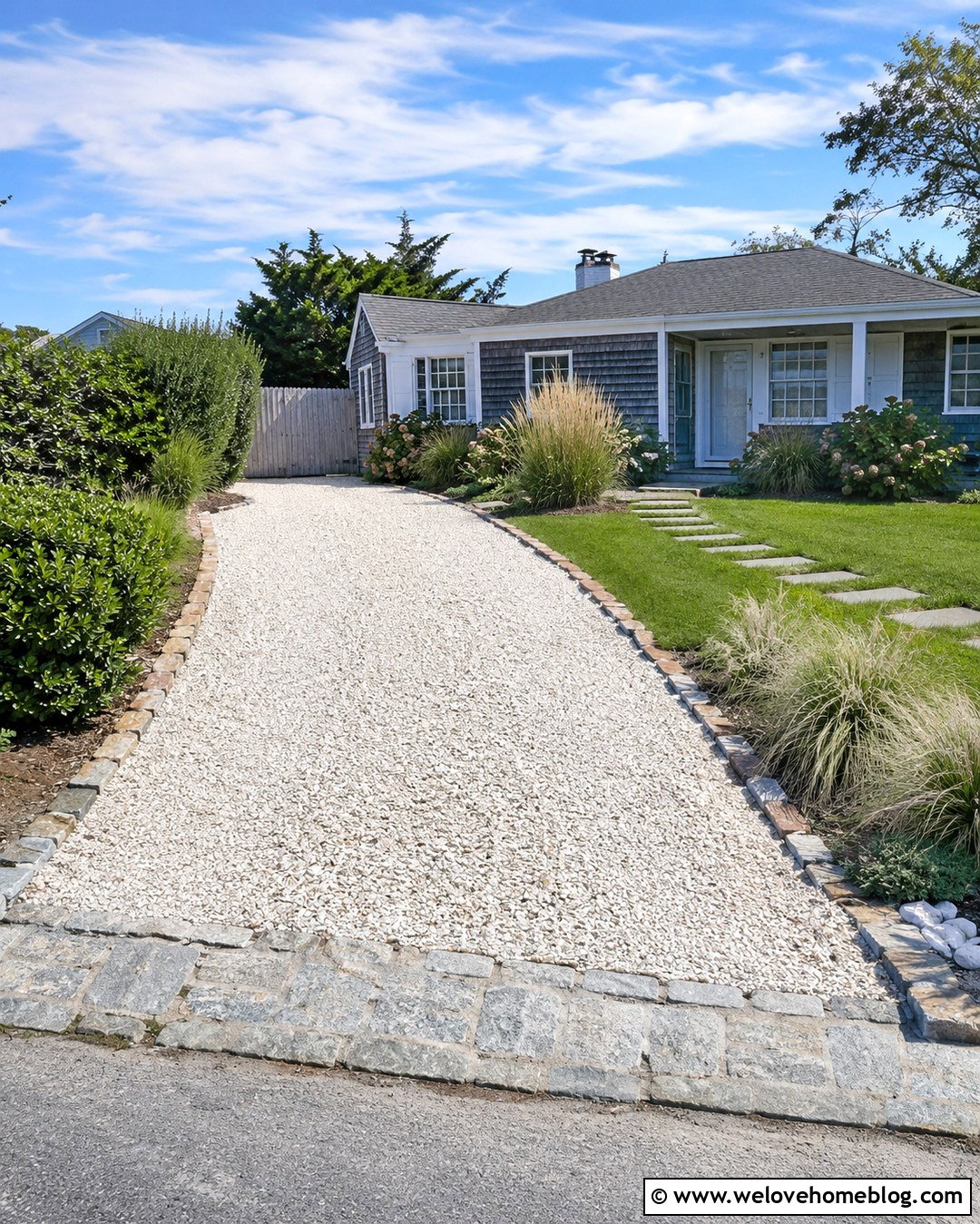 Budget Seashell Driveway With Reused Edging - 20 Seashell Driveway Ideas