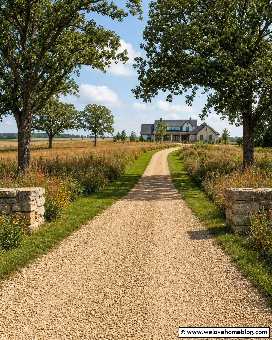 Bur Oak Trees Along A Country Gravel Driveway - 25 best trees to line a long driveway ideas