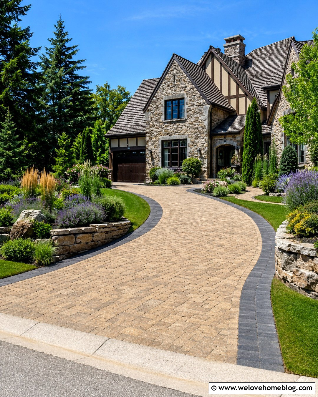 Cambridge Driveway With Belgium Paver Edging - 20 Cambridge Pavingstones Driveway Ideas