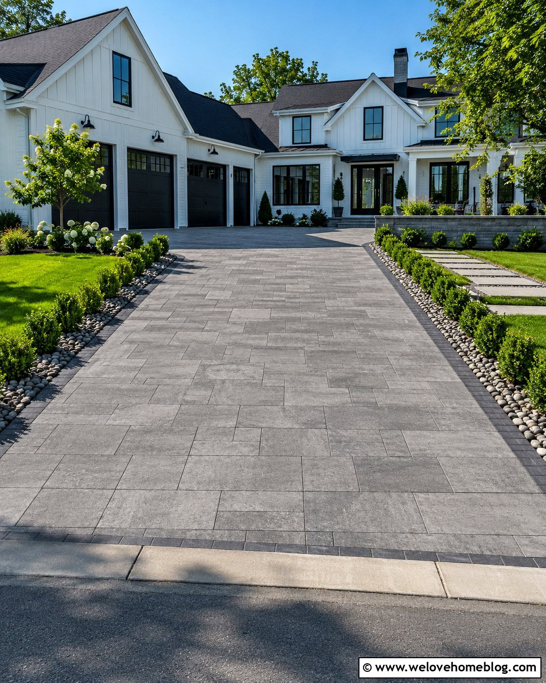 Cambridge XL Paver Driveway With Modern Landscaping - 20 Cambridge Pavingstones Driveway Ideas